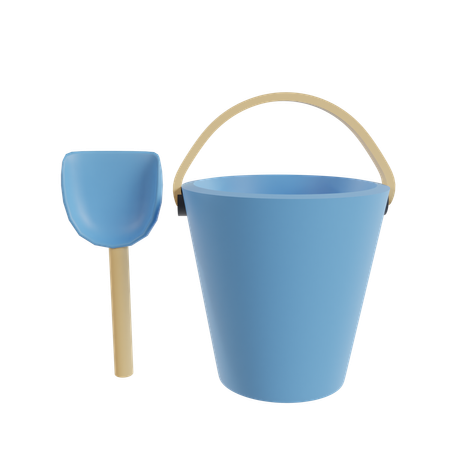 Bucket and shovel  3D Icon