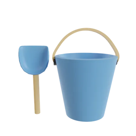 Bucket and shovel  3D Icon
