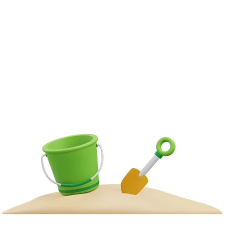 Bucket And Shovel  3D Icon