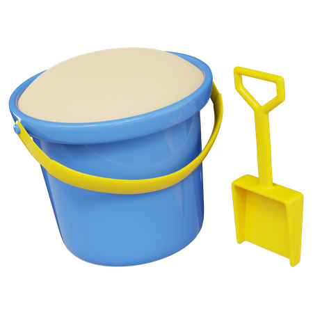 Bucket And Shovel  3D Illustration