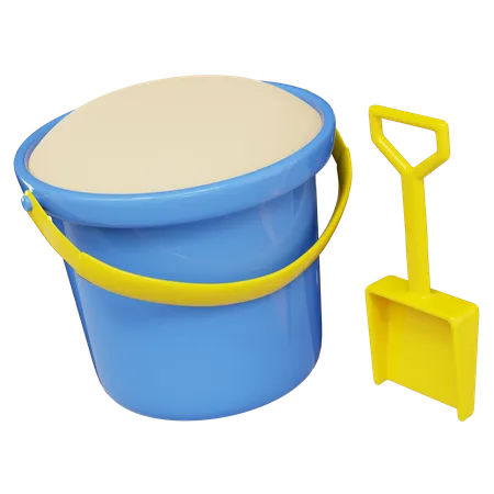 Bucket And Shovel  3D Illustration