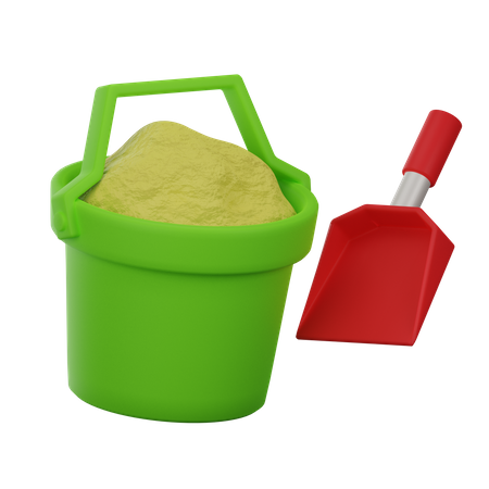 Bucket And Shovel 3D Illustration