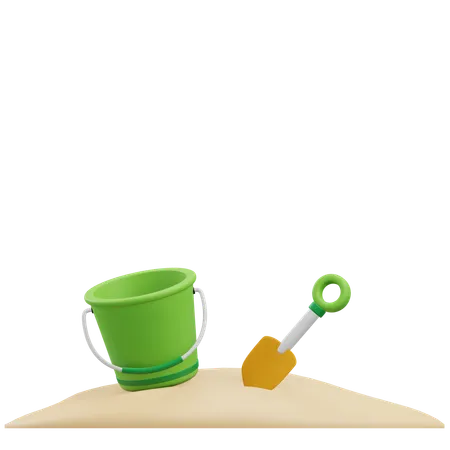 Bucket And Shovel 3D Icon
