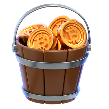 Bucket Full Of Bitcoin  3D Icon