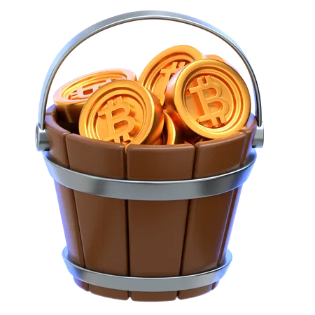 Bucket Full Of Bitcoin  3D Icon