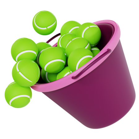 Bucket of Tennis Balls  3D Icon