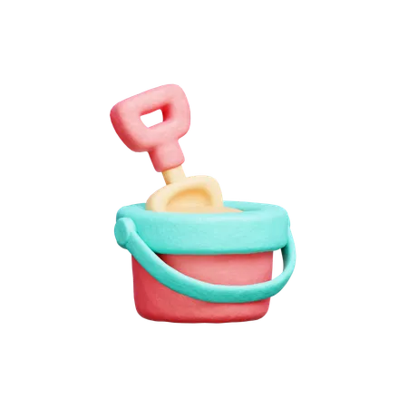 Bucket Sand And Shovel  3D Icon