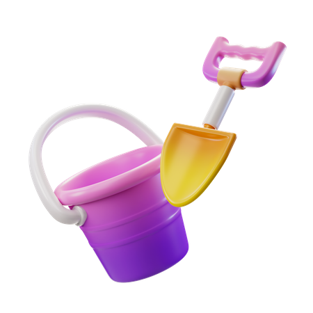 Bucket Shovel Pink  3D Icon