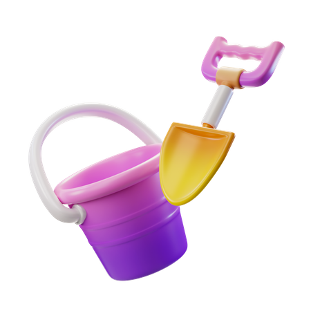 Bucket Shovel Pink  3D Illustration