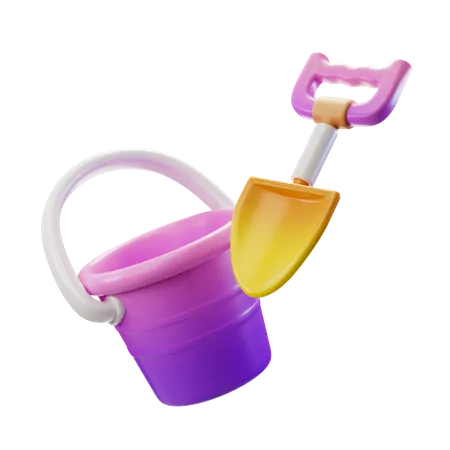 Bucket Shovel Pink  3D Illustration