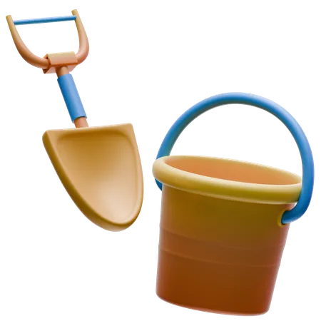 Bucket With Shovel  3D Icon