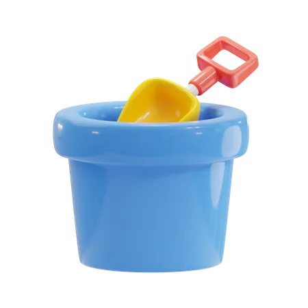 Bucket With Shovel  3D Icon