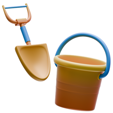 Bucket With Shovel  3D Icon