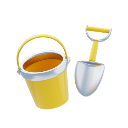 Bucket With Shovel  3D Icon