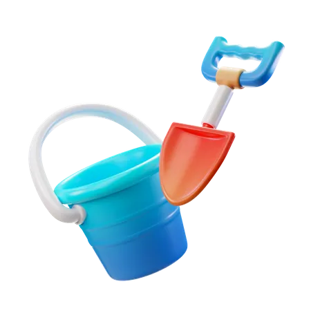Bucket With Shovel 3D Illustration