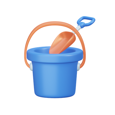 Bucket With Shovel 3D Illustration