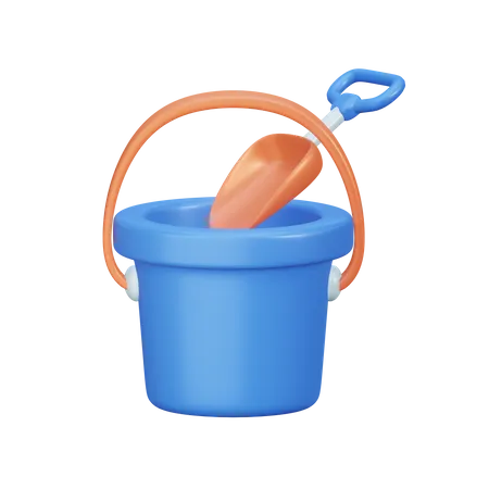 Bucket With Shovel 3 D Illustration Icon 3D Illustration