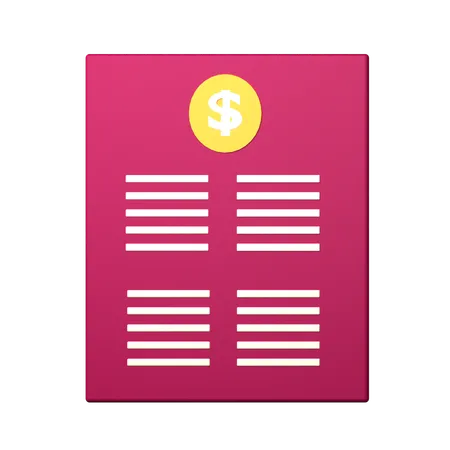 Budget Sheet  3D Icon