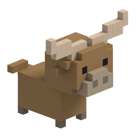 Buffalo Cute Voxel Art  3D Icon