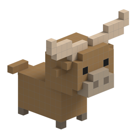 Buffalo Cute Voxel Art  3D Icon