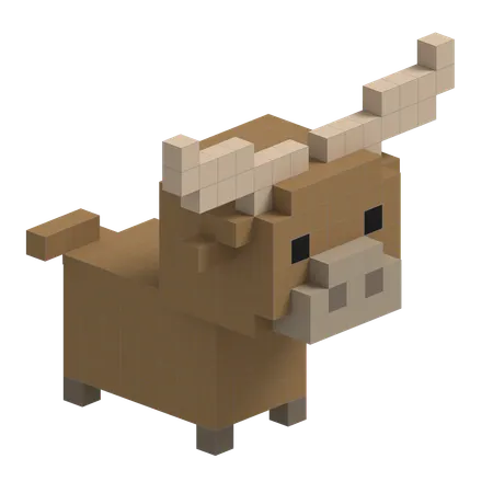 Buffalo Cute Voxel Art  3D Icon