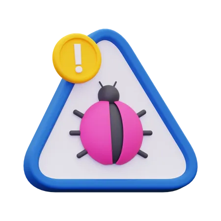 3 D Bug Warning Icon 3D Icon
