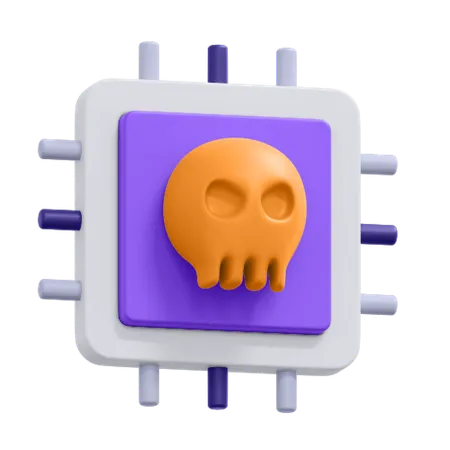 An Icon Of Virus Chip 3D Icon