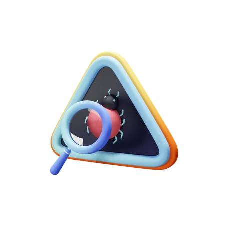 3 D Bug Dectection Through Magnifying Glass 3D Icon