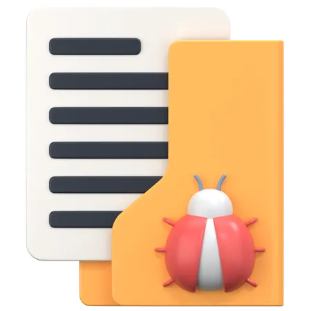 Bug Folder With Bug Sign  3D Icon