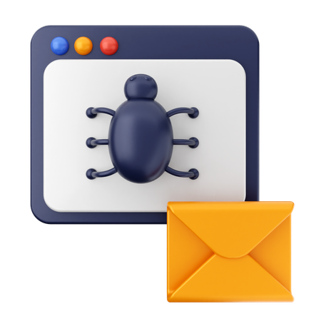 Bug Mail Message  3D Icon