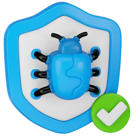 Cybersecurity Bug Protection Shield Verified 3D Icon