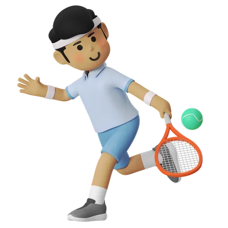 Buggy Whip Tennis Player Boy  3D Illustration