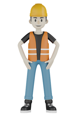 Builder Confident  3D Illustration