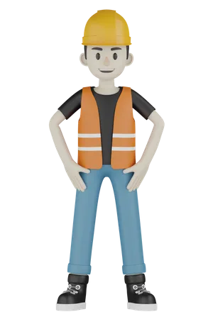 Builder Confident  3D Illustration