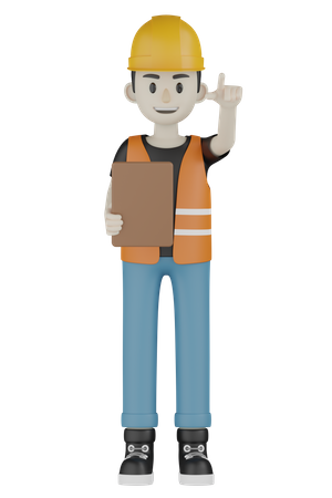 Builder Explaining  3D Icon