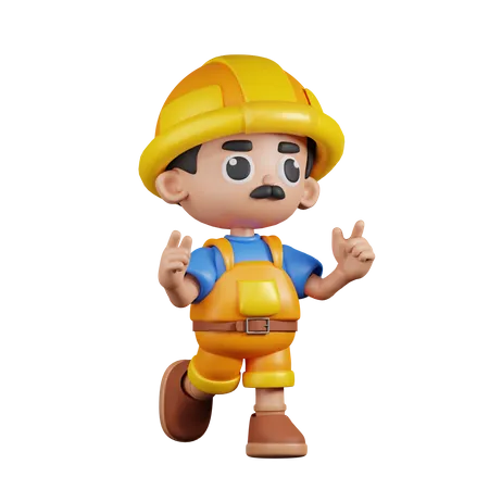 Builder Feeling Happy  3D Illustration