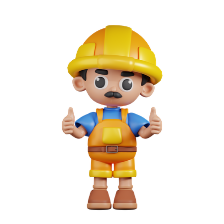 Builder Giving A Thumb Up  3D Illustration