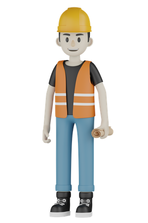 Builder Holding Blueprint  3D Icon