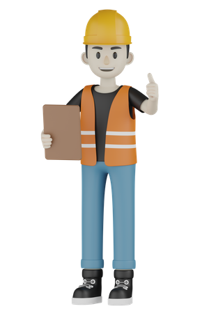 Builder Holding Clipboard  3D Icon