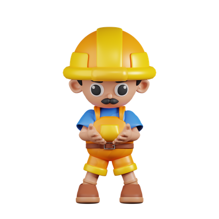 Builder Holding Something  3D Illustration