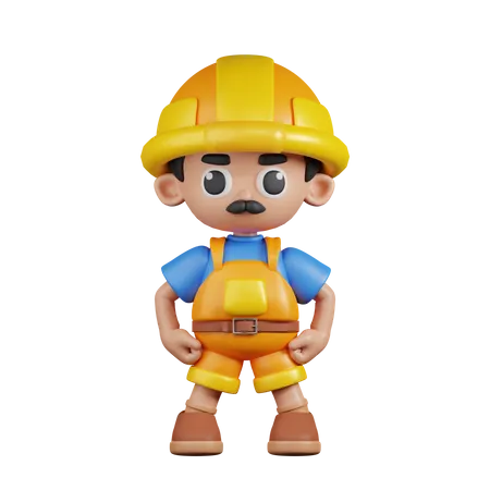 Builder In Hero Stance  3D Illustration