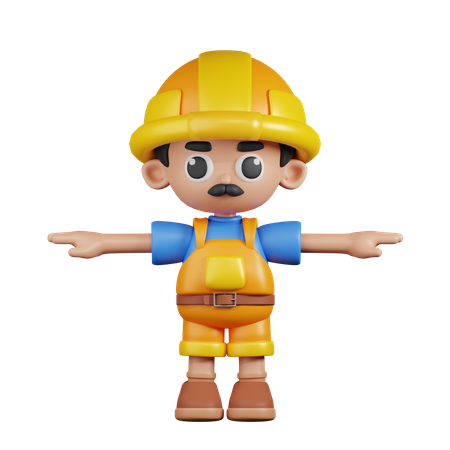 Builder In T Pose  3D Illustration