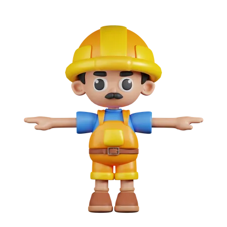 Builder In T Pose  3D Illustration