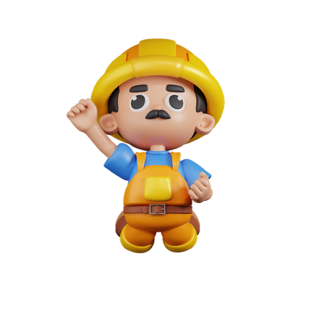 Builder Jumping In The Air  3D Icon