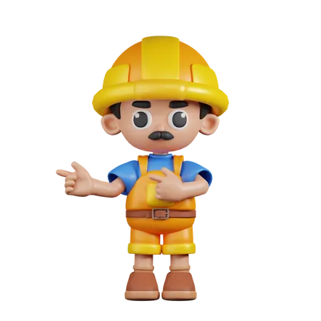 Builder Pointing Fingers In Direction  3D Illustration