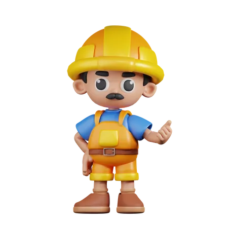 Builder Pointing Next  3D Illustration