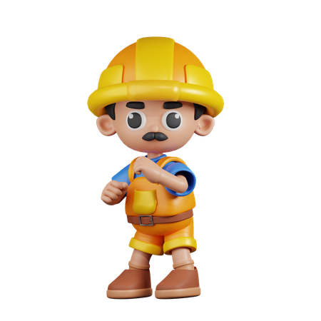 Builder Ready To Fight  3D Illustration