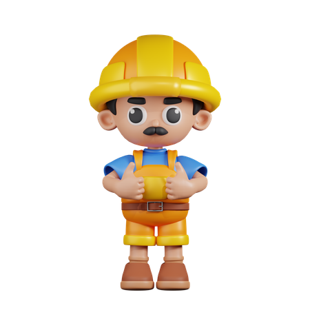 Builder Showing Thumbs Up  3D Illustration