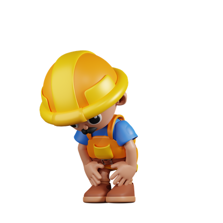 Builder Taking A Break  3D Illustration