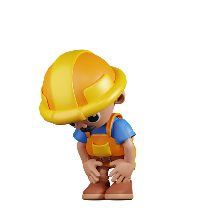 Builder Taking A Break  3D Illustration